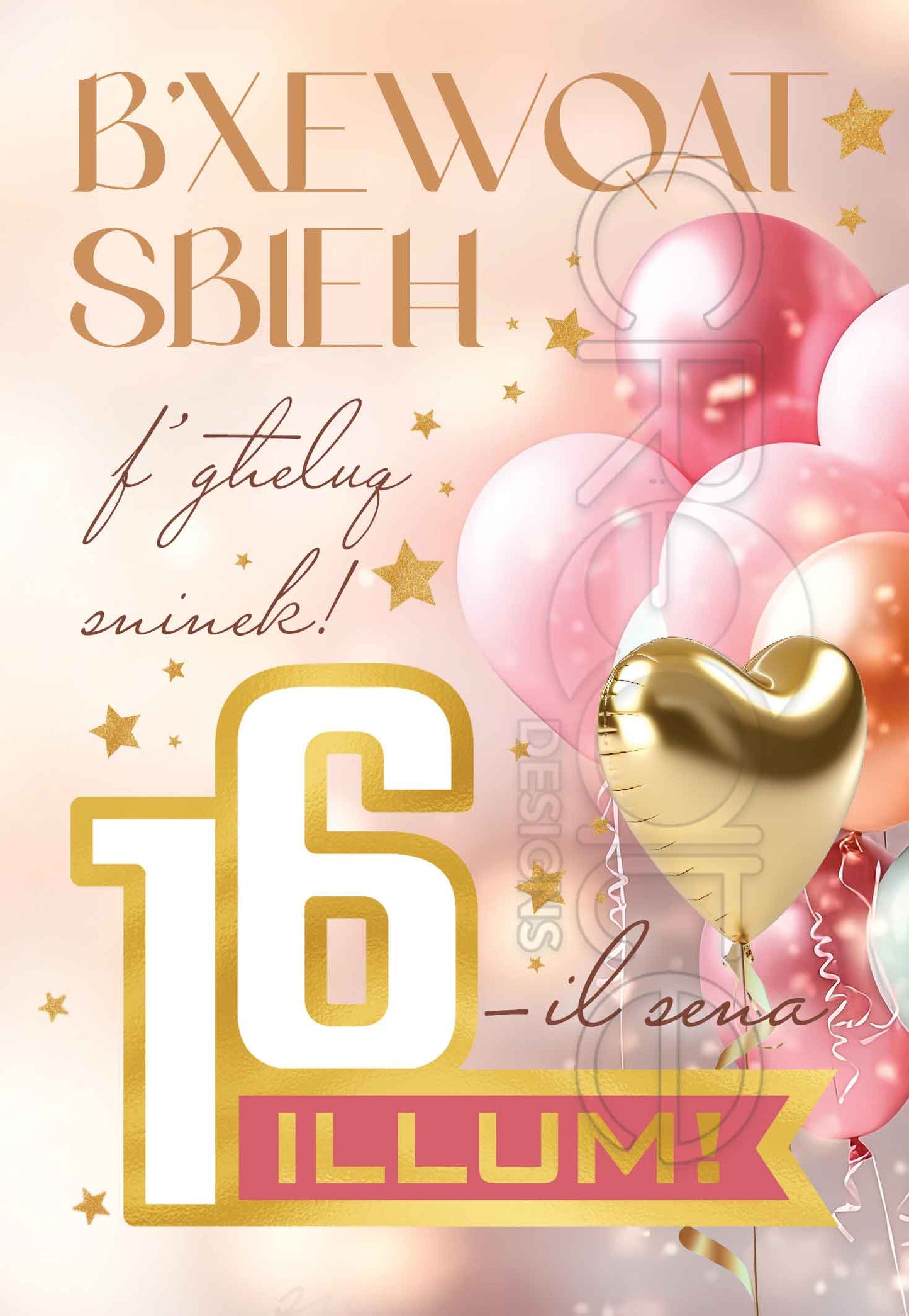 16 Birthday Card Female (Sixteen Years)
