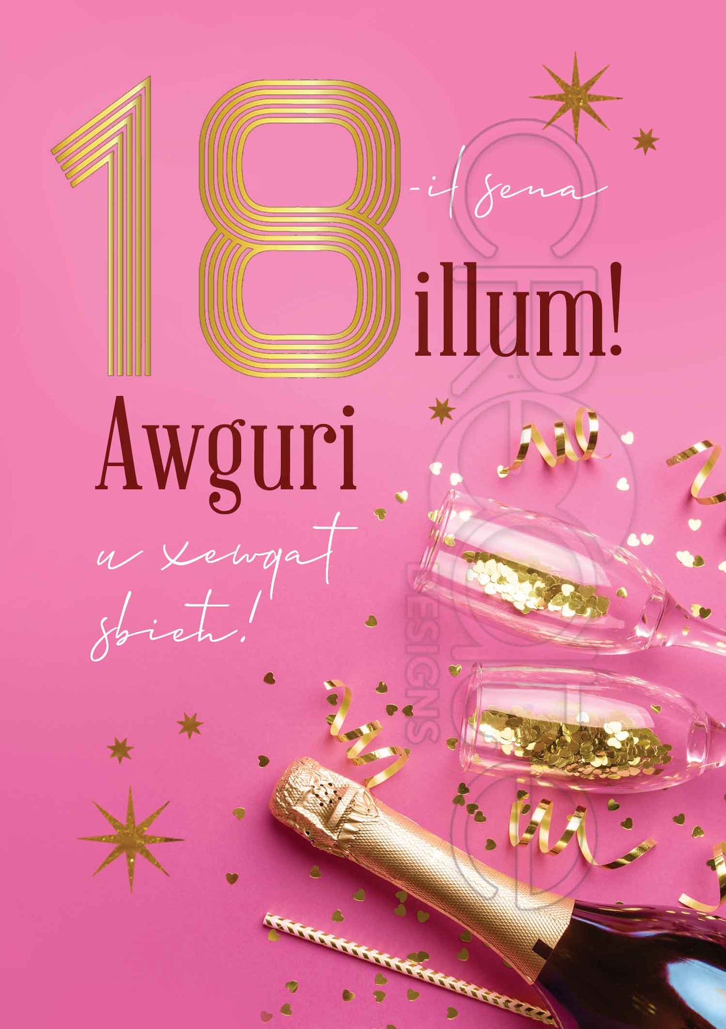 Kartolina f'għeluq l-10 sena ta' Tifla