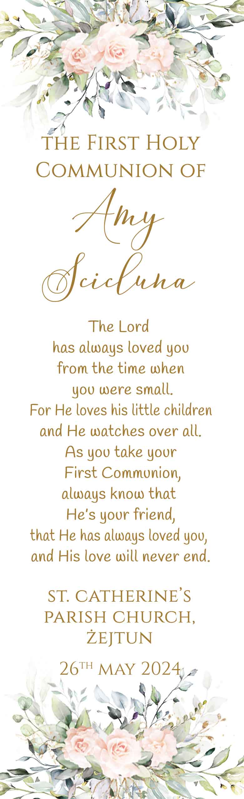 Holy Communion Bookmark (Design 22)