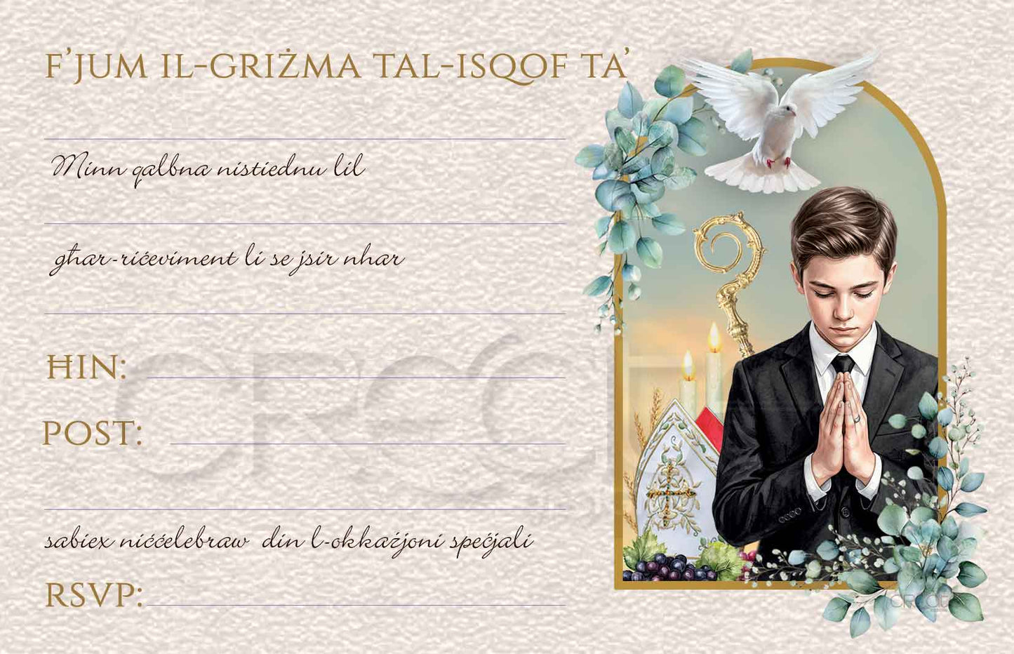 Holy Confirmation Invites Design 26 (Boy)