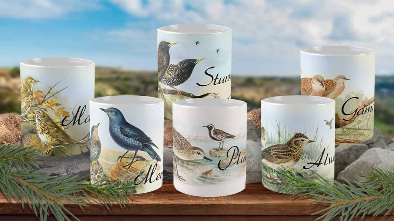 Set of bird mugs