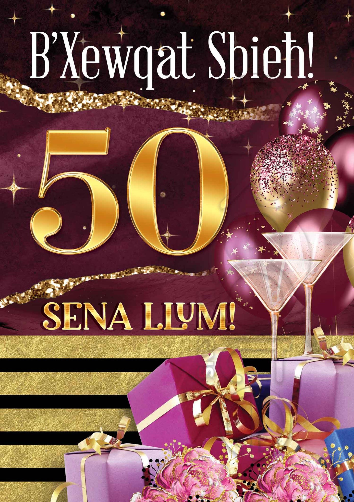 Birthday Card for a woman on the fiftieth birthday (50)