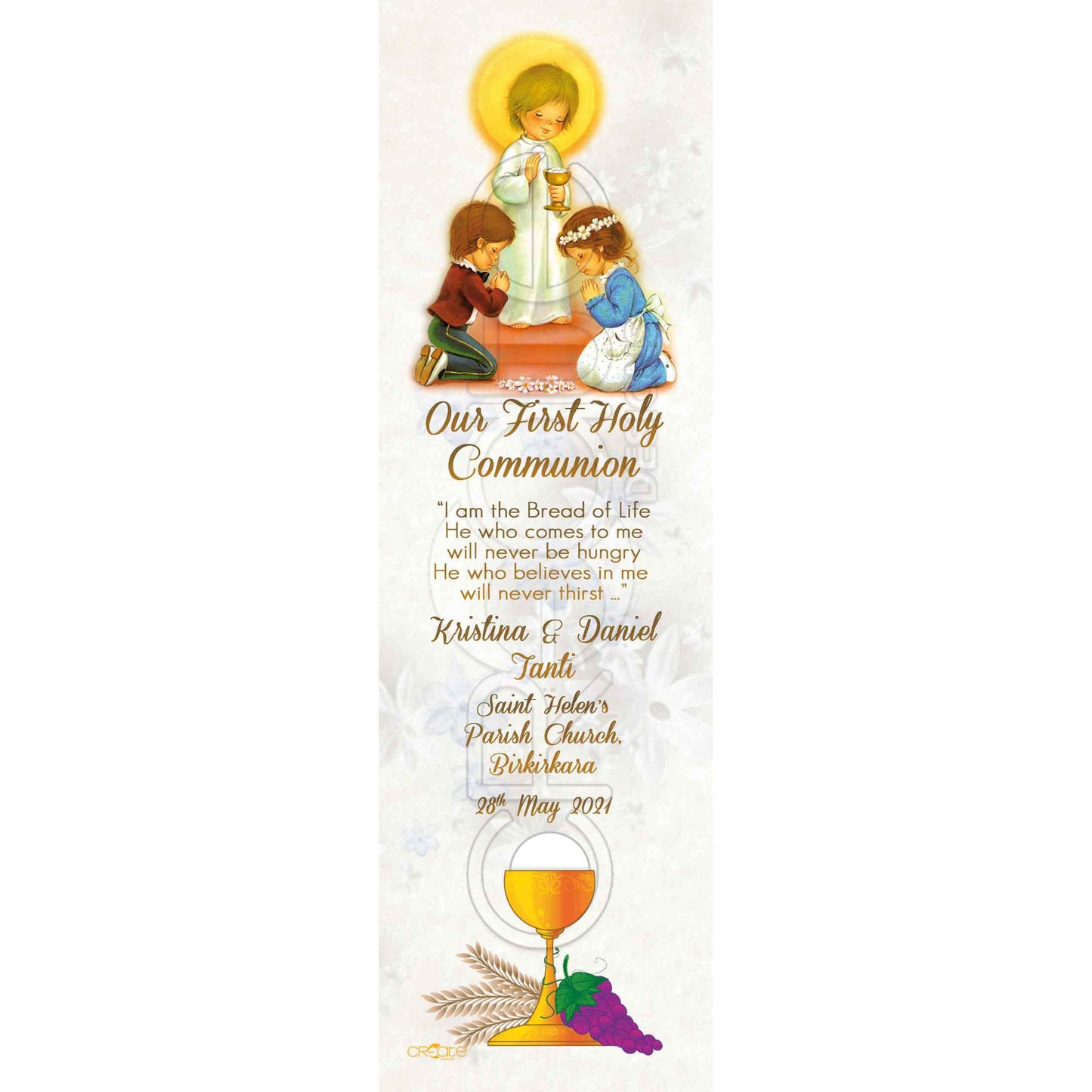 Holy Communion Bookmark for a boy or girl with chalice