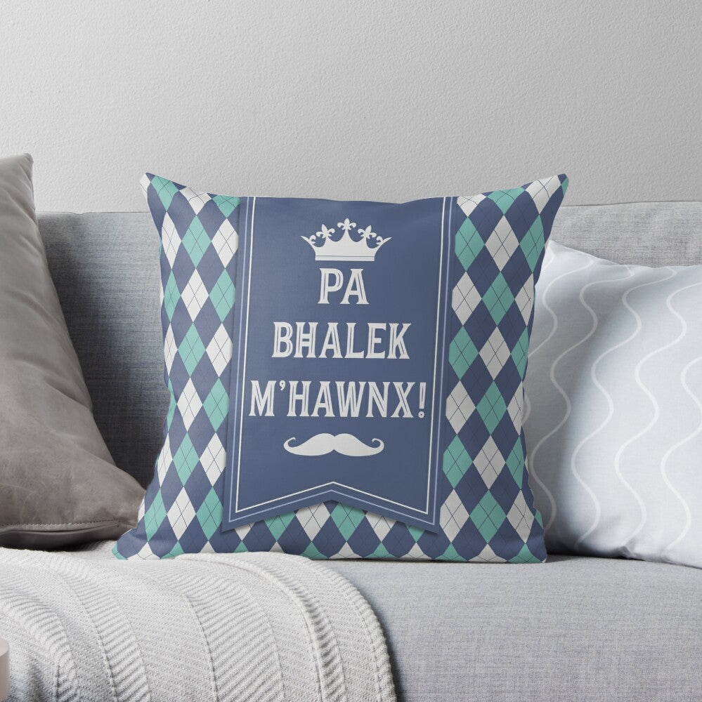 Cushion for the father (against a background of plaid cloth)