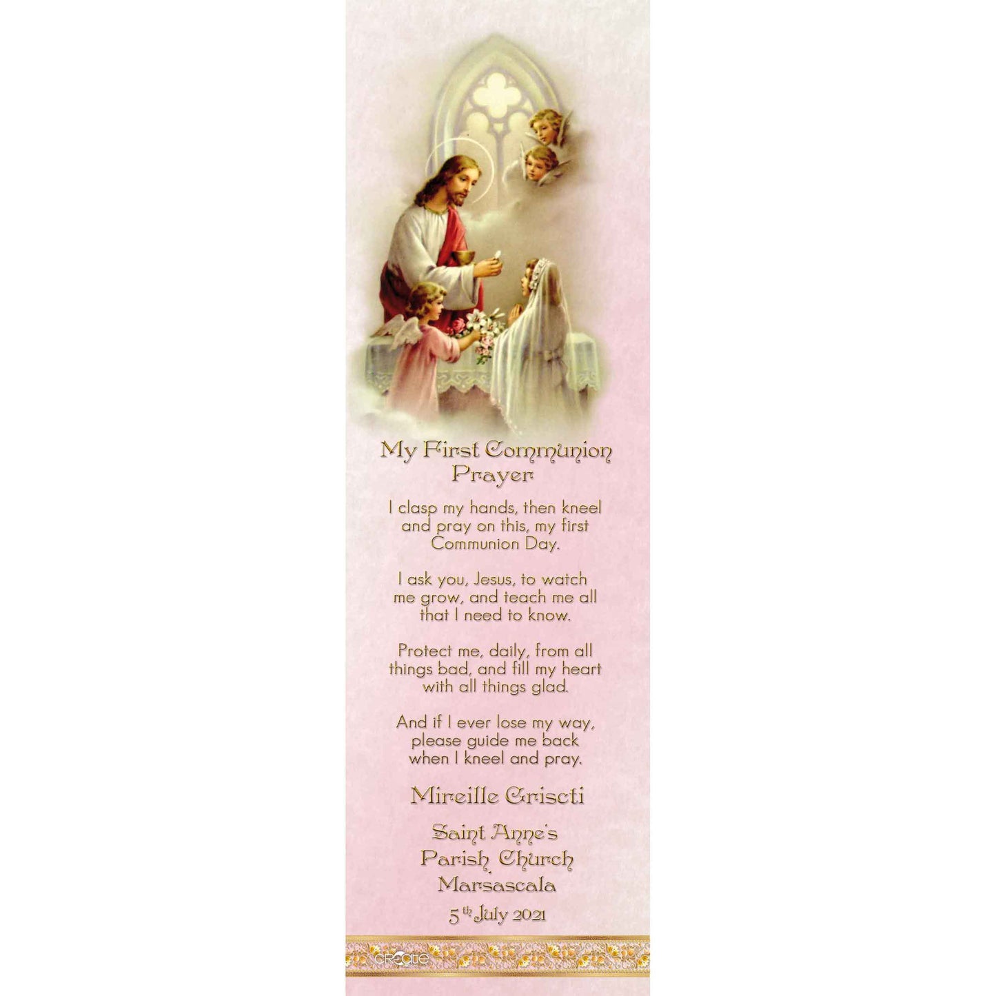 Holy Communion Bookmark with the image of Christ