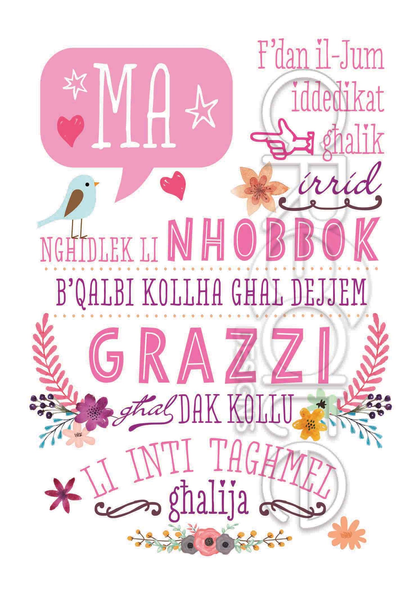 Mother's Day Card (with pink wording)