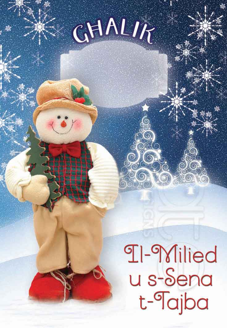 Kartolina tal-Milied bl-Snowman (Raġel)