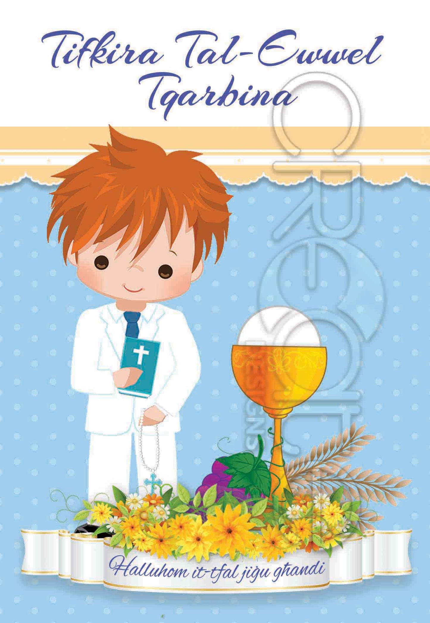 Holy Communion card for a boy