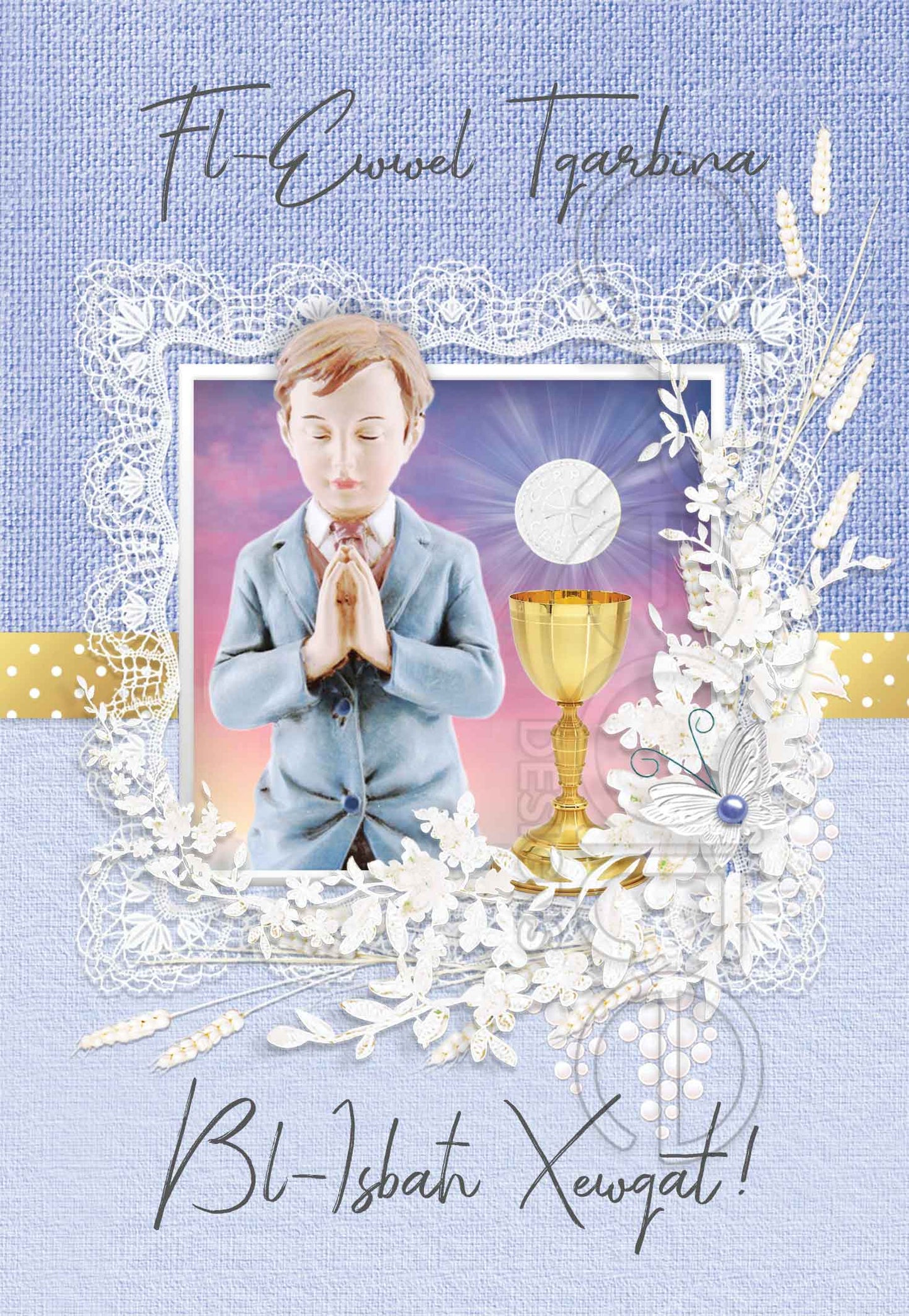 Holy Communion card for a boy