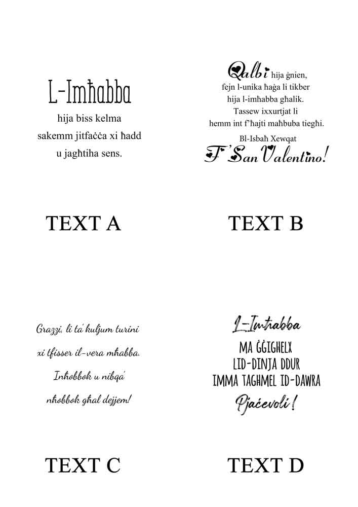 Kartolina għal San Valentino Personalizzata (Bl-isfond qisu xkora)