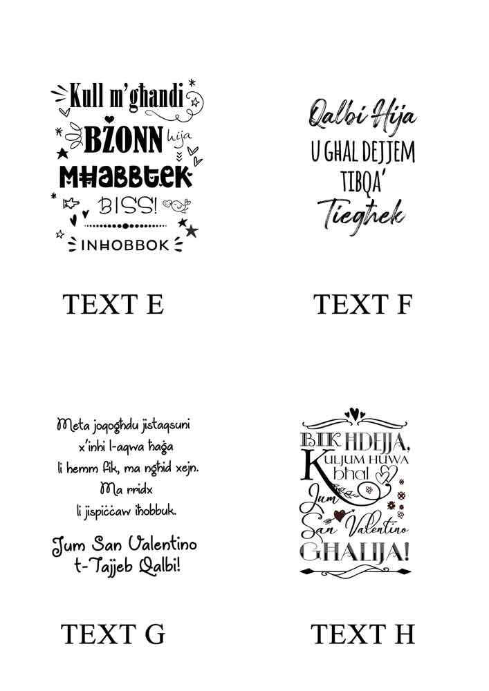 Kartolina għal San Valentino Personalizzata (Bl-isfond qisu xkora)