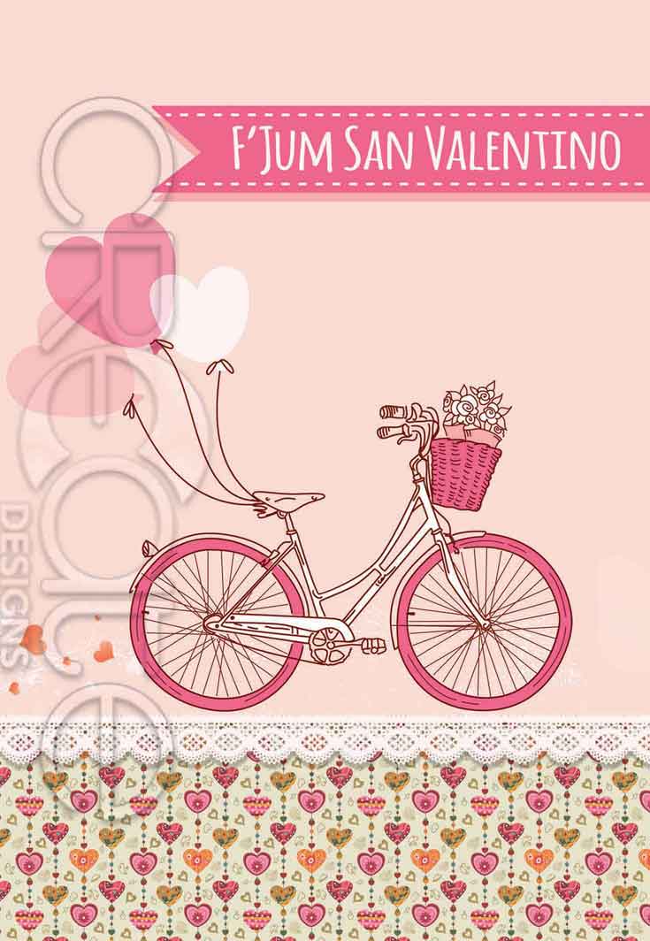 St.Valentine's Card (with a bike with hearts)