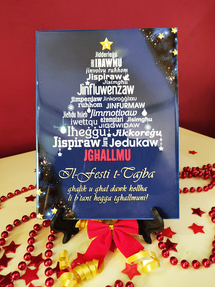 Maduma dekorattiva tal-Milied għall-Għalliema b'Siġra tal-Milied bil-kliem