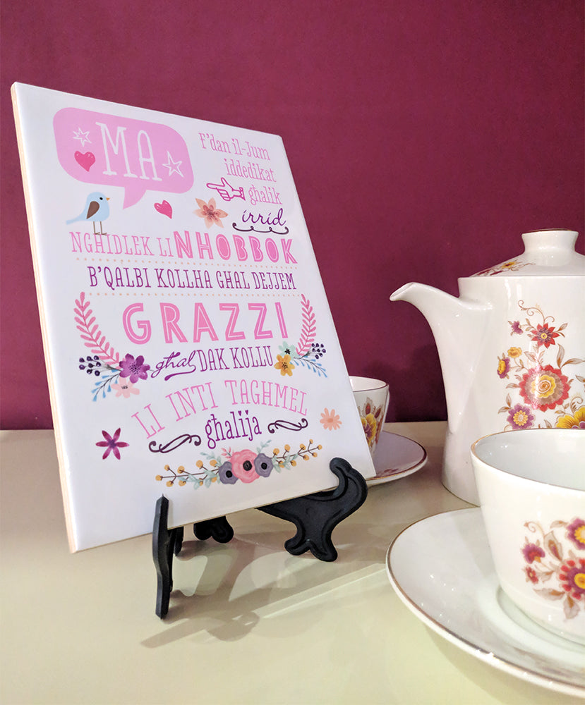 Decorative tile for the mother (of pink wording)