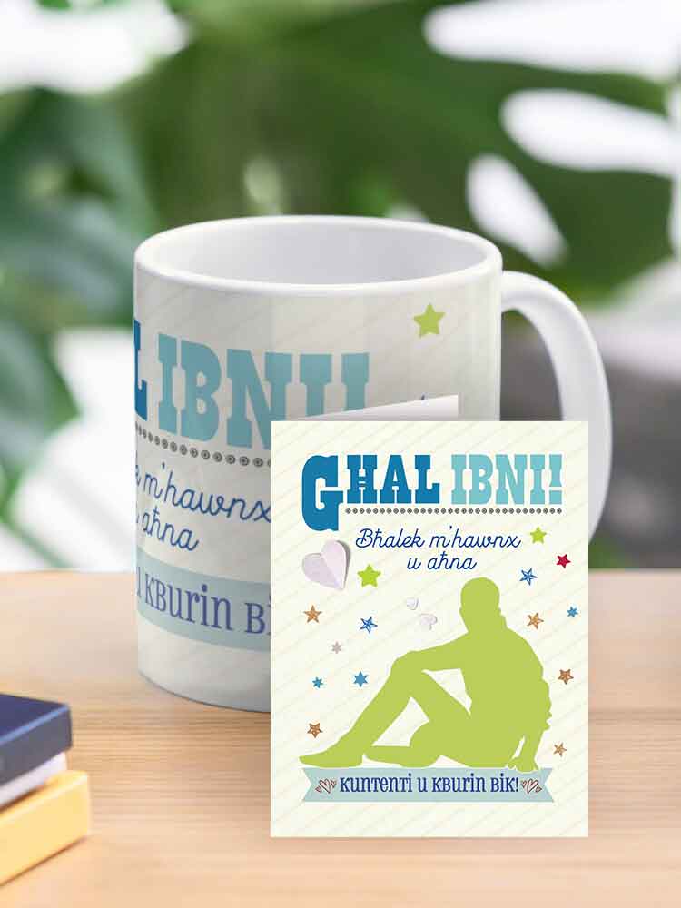 Mug for my son with a background with colourful stars