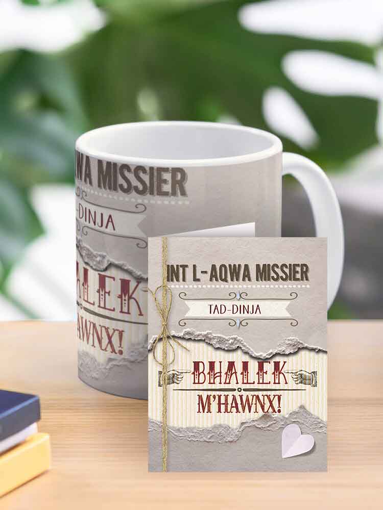 Mug for father on a background of thorn carton