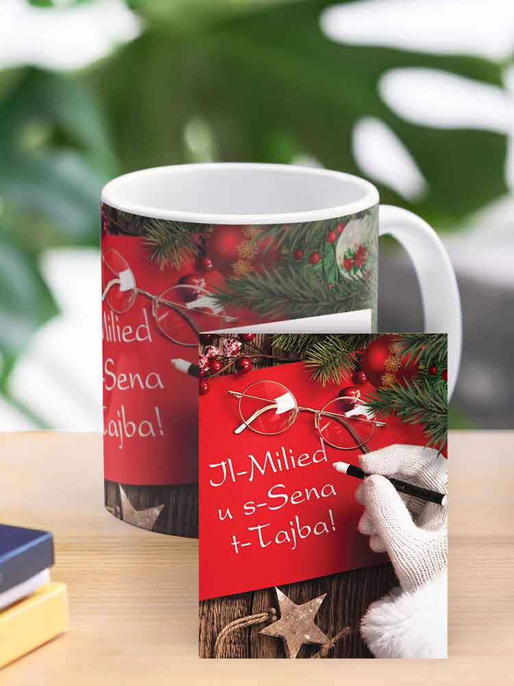 Christmas mug (with Santa Claus writing)