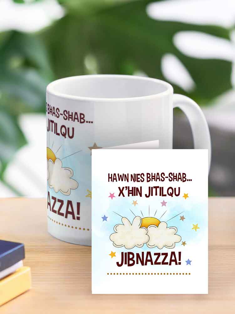Funny Mug with text (X'ħin Jitilqu Jibnazza)