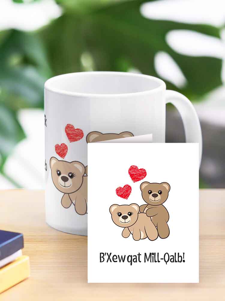 Mug għal San Valentino komiku bit-Teddy Bears