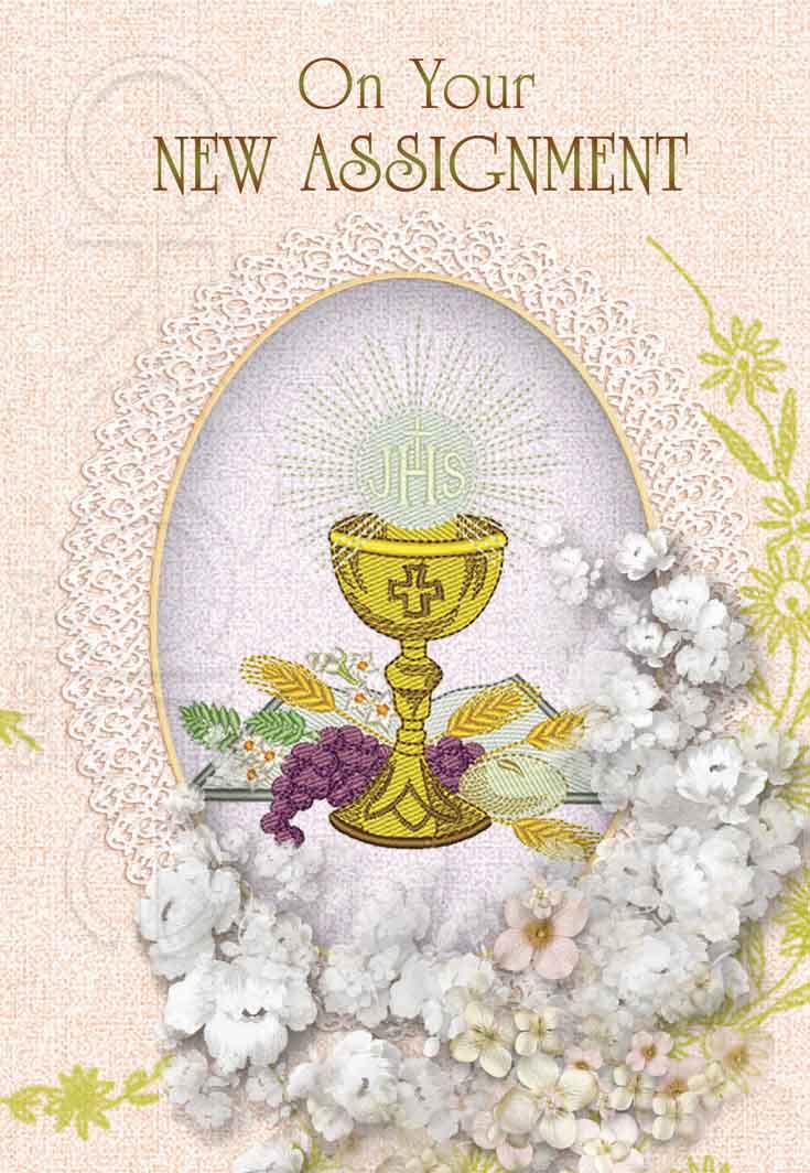 English card for the priest who will start a new mission