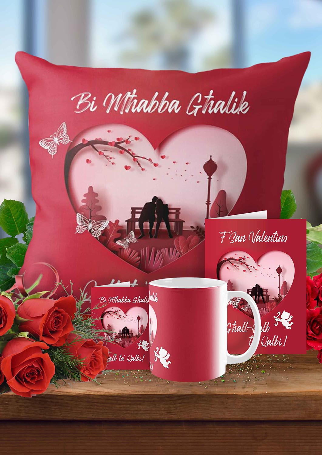 Complete set for St. Valentines (Heart on a red background)