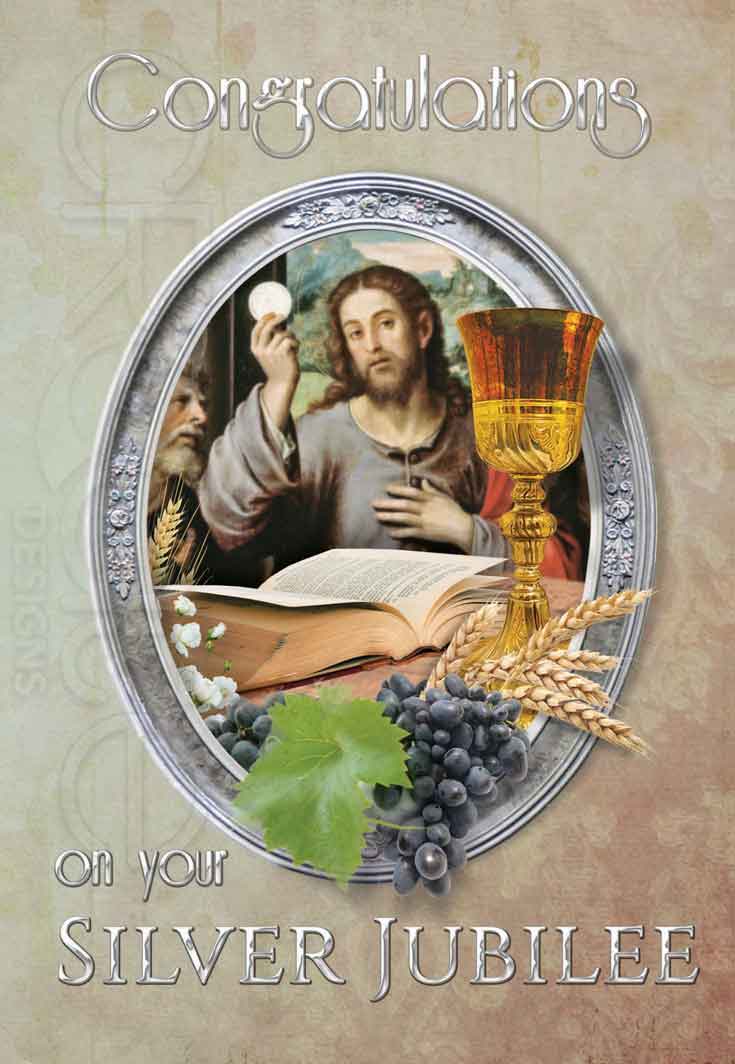 Card for a priest in the silver jubilee