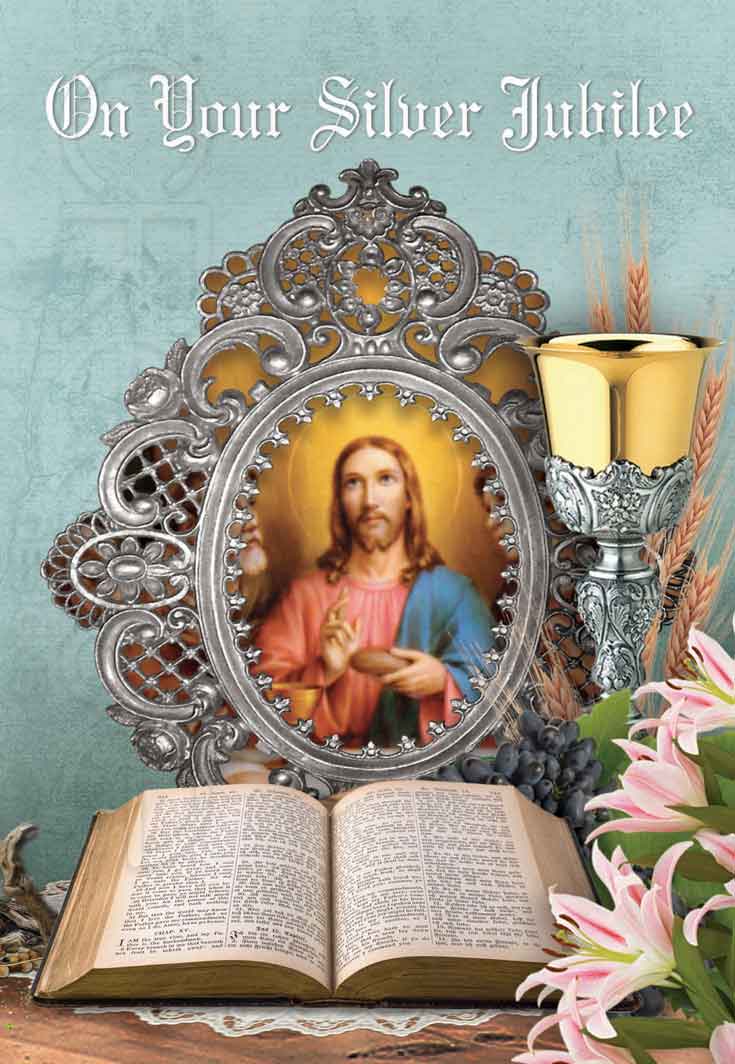 Card for a priest in the silver jubilee