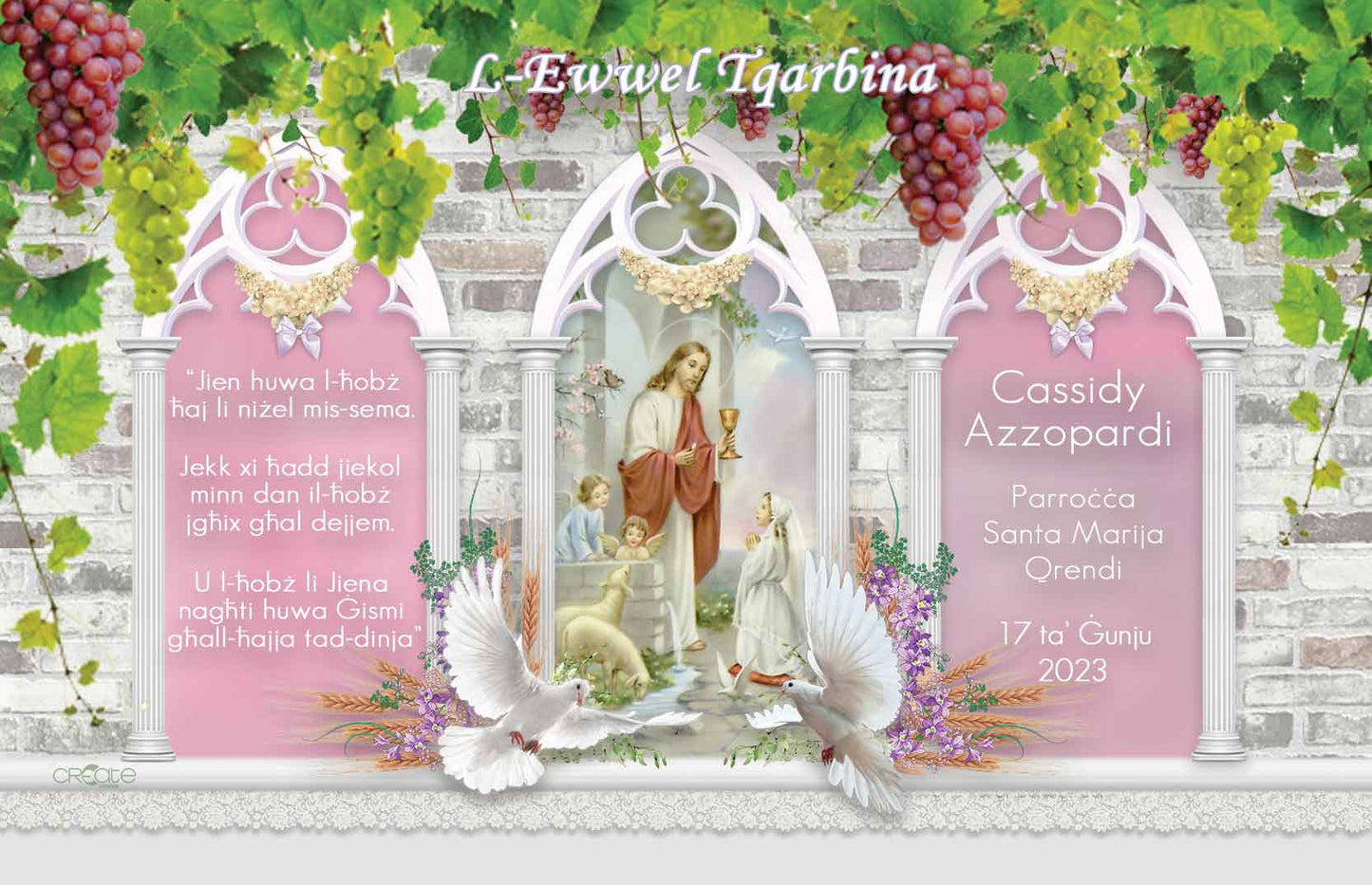 Holy Communion Commemorative Card (Santi) Design 2
