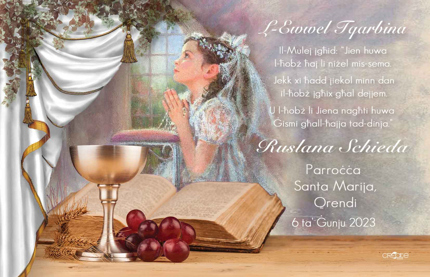 Holy Communion Commemorative Card (Santi) Design 3