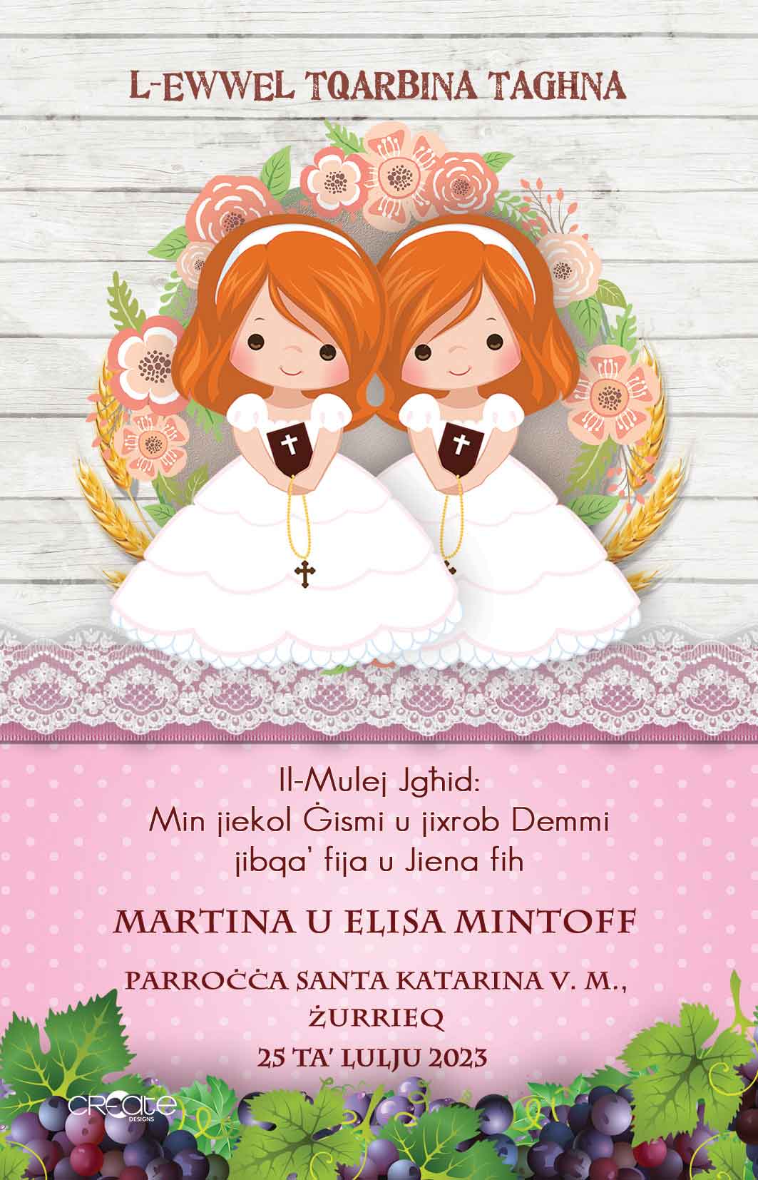 Holy Communion Commemorative Card (Santi) Design 4