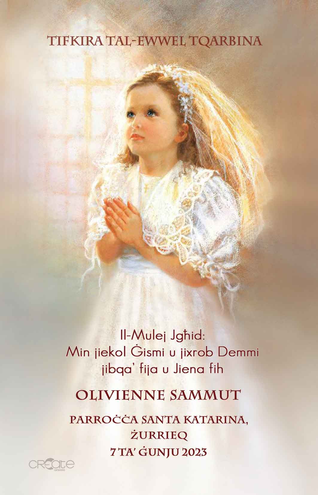 Holy Communion Commemorative Card (Santi) Design 5