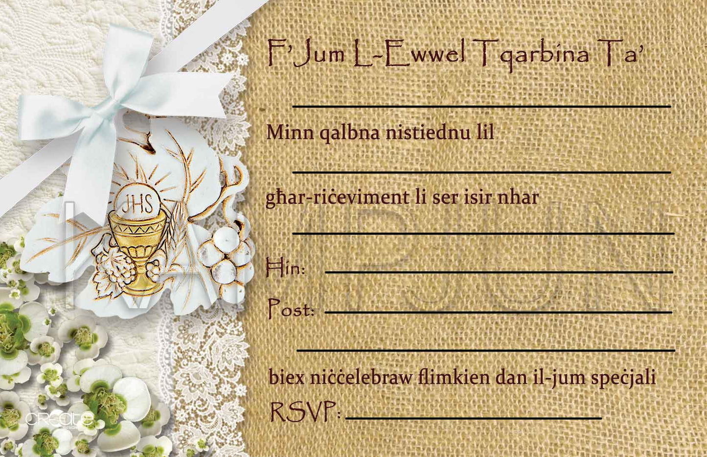 Holy Communion Invites Design 4 (Open)