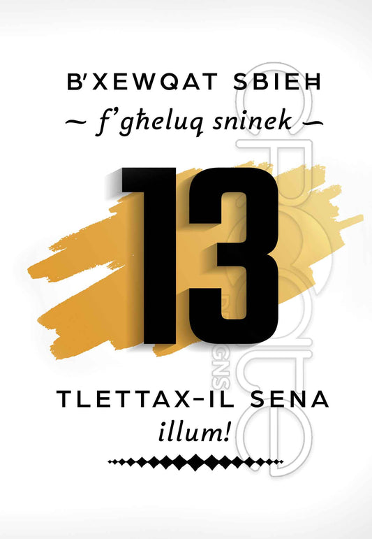 13 Birthday Card Male (Thirteen Years)
