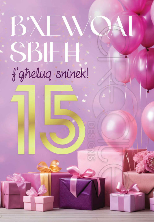 15 Birthday Card Female (Fifteen Years)