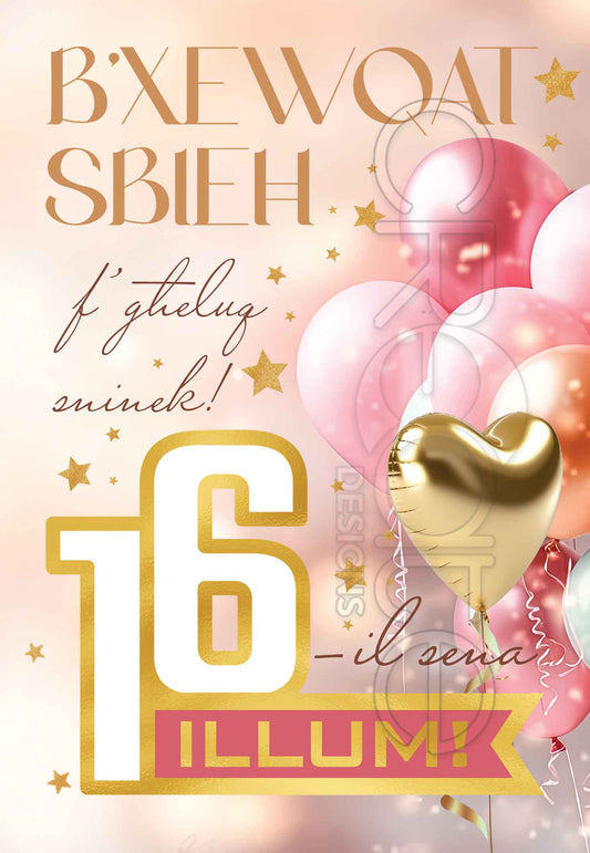 16 Birthday Card Female (Sixteen Years)