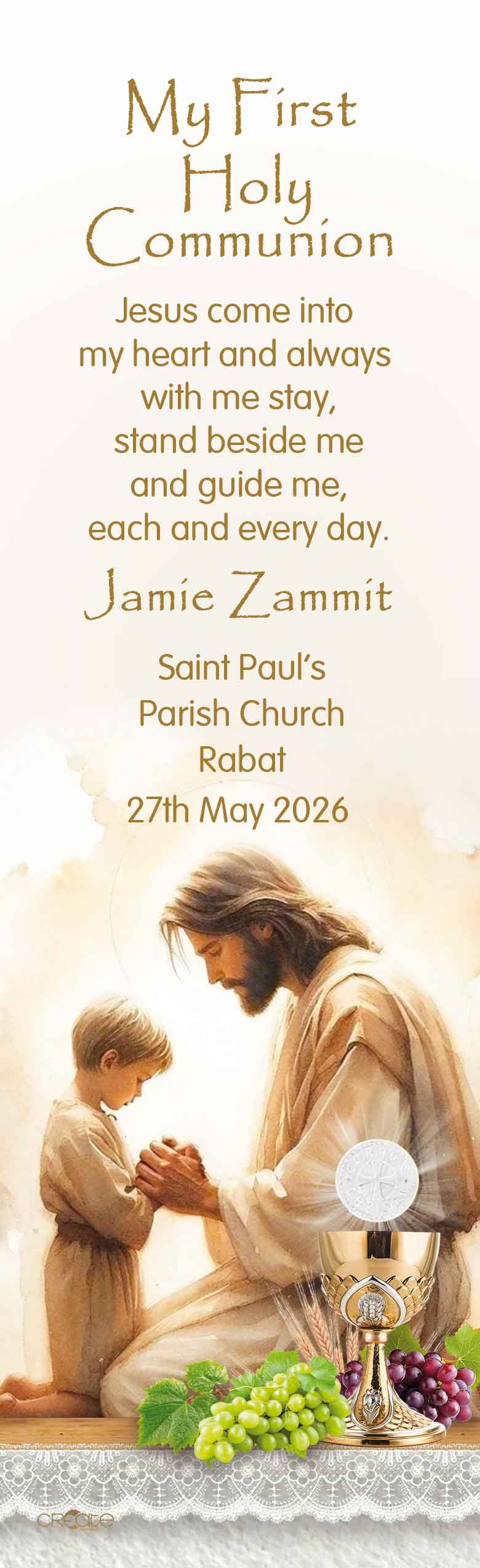 Holy Communion Bookmark (Design 23)