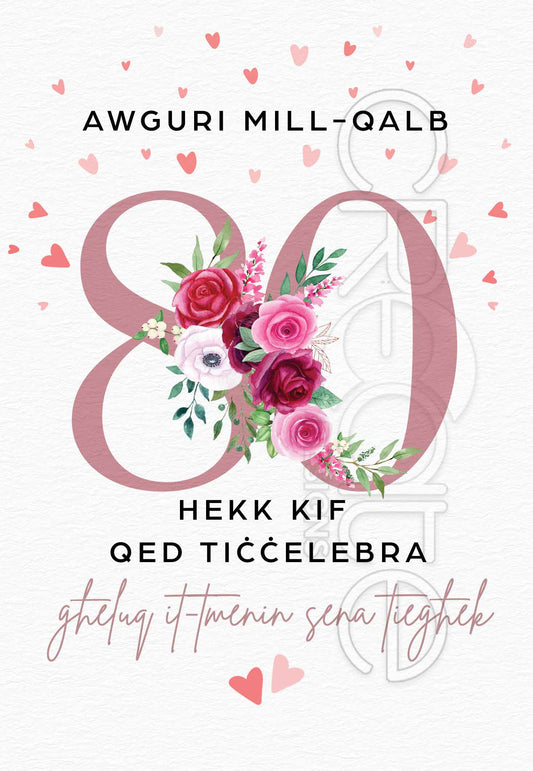 80 Birthday Card Woman (Eighty Years)