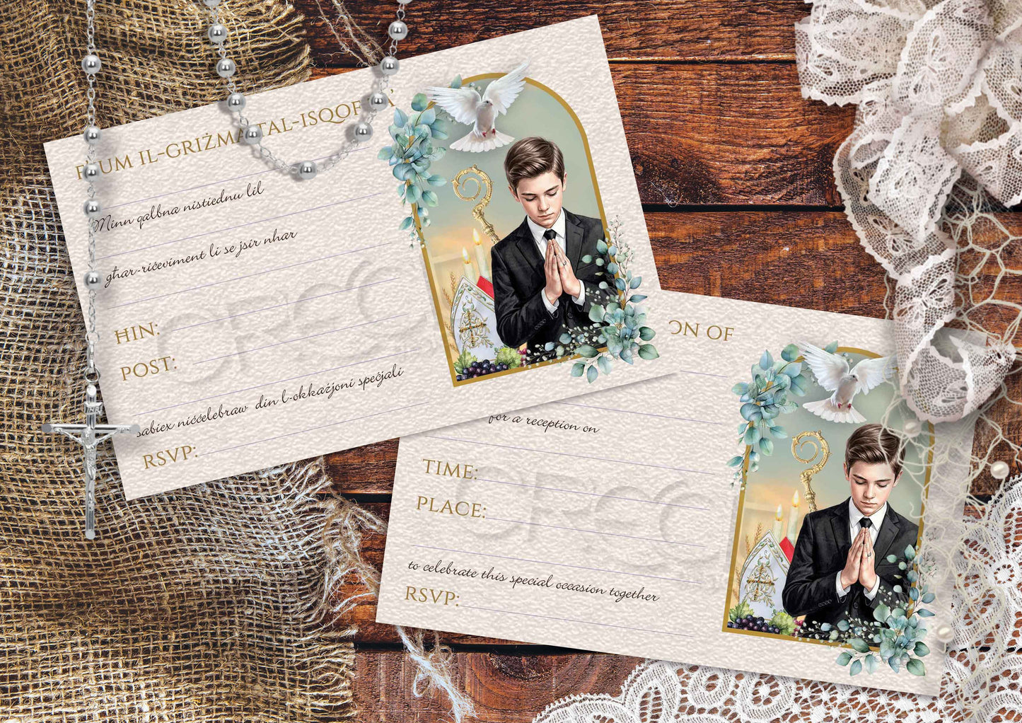 Holy Confirmation Invites Design 26 (Boy)