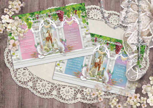 Holy Communion Commemorative Card (Santi) Design 2