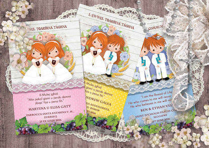 Holy Communion Commemorative Card (Santi) Design 4