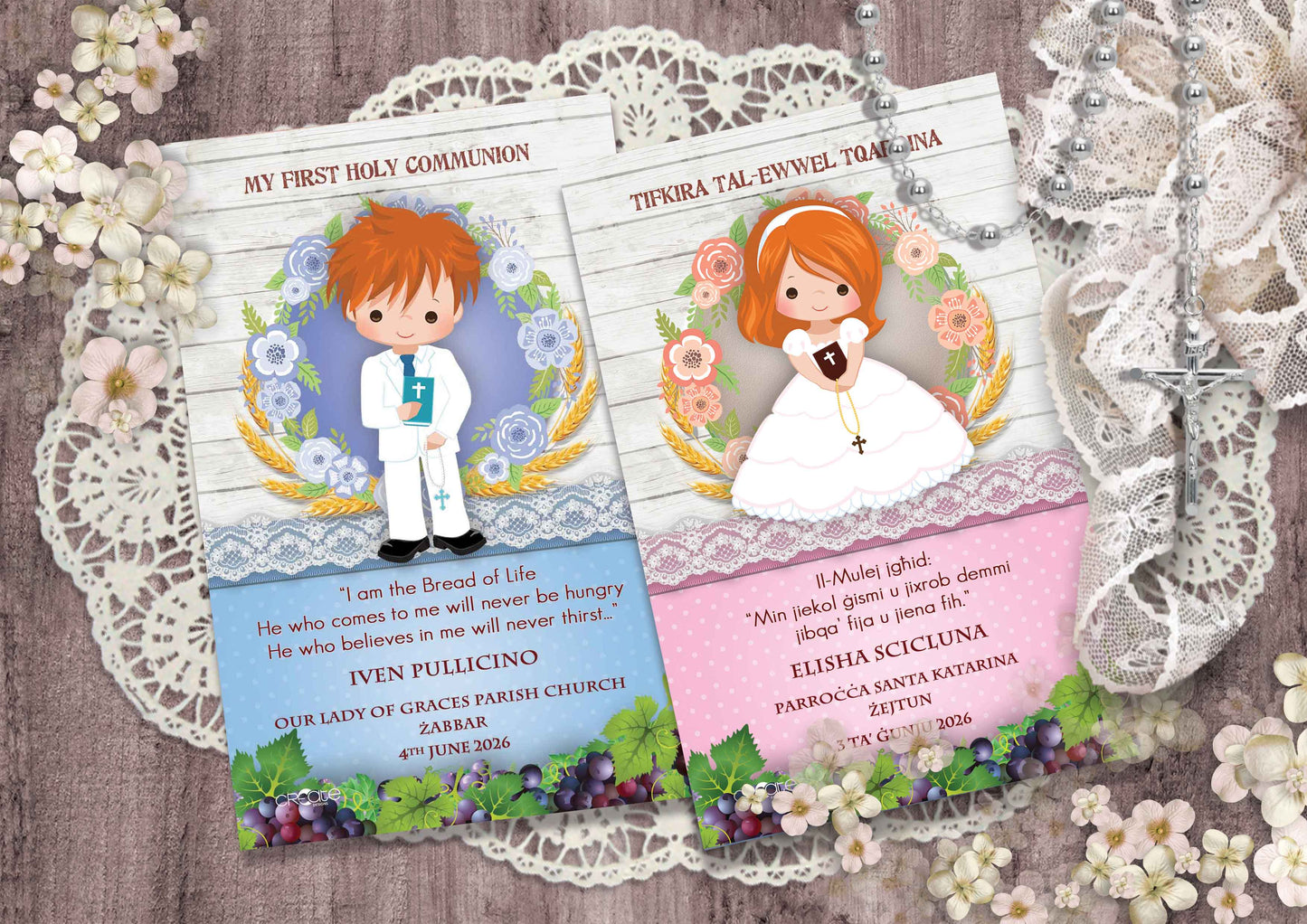 Holy Communion Commemorative Card (Santi) Design 4
