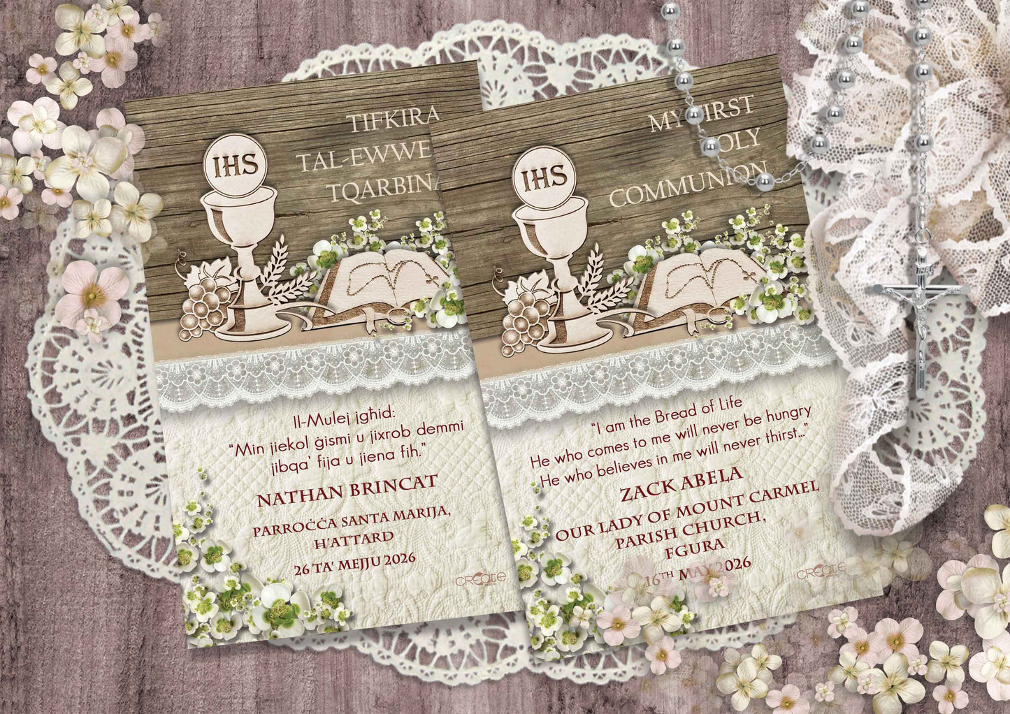 Holy Communion Commemorative Card (Santi) Design 6