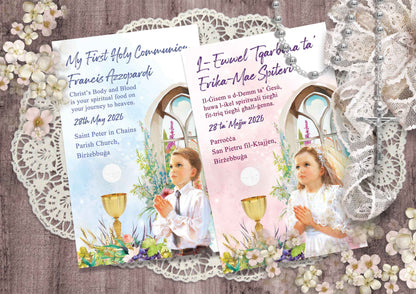 Holy Communion Commemorative Card (Santi) Design 9