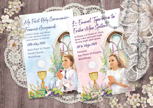 Holy Communion Commemorative Card (Santi) Design 9