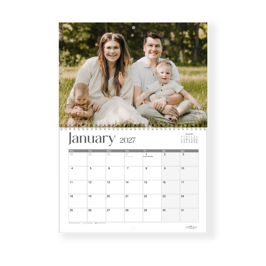 Personalised Photo A4 Double Calendar 2027 (English)