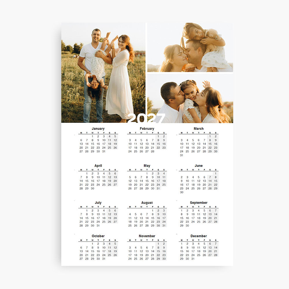 Personalised Photo A4 Page Calendar 2027 (English)