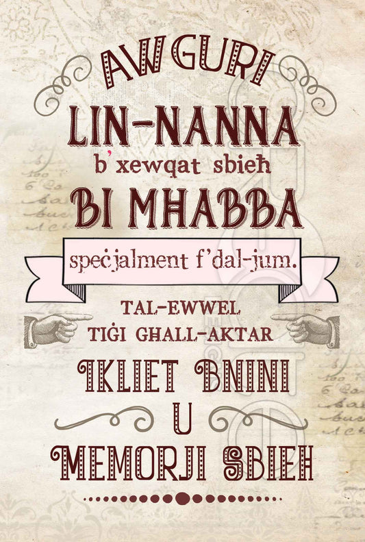 Mother's day card for Grandmother (Lin-Nanna b'xewqat sbieħ bi mħabba)