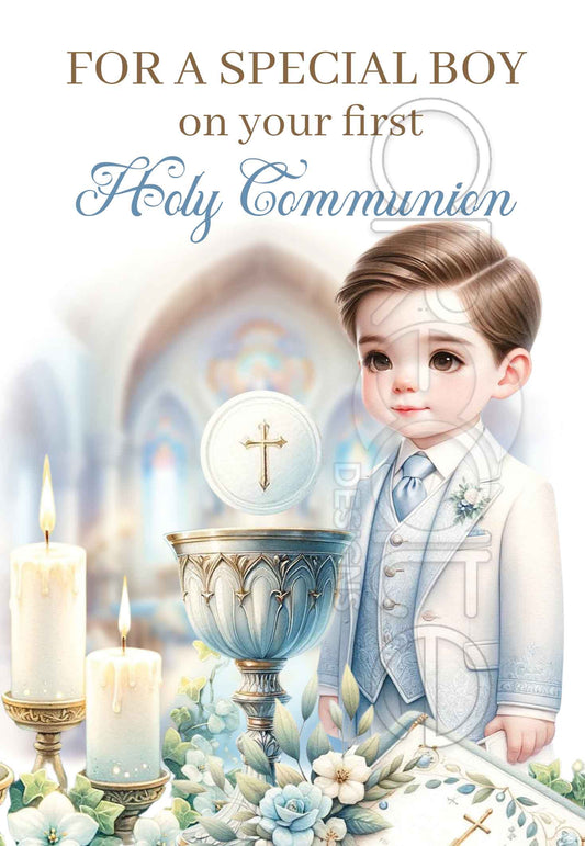 Holy Communion card for a boy (English)