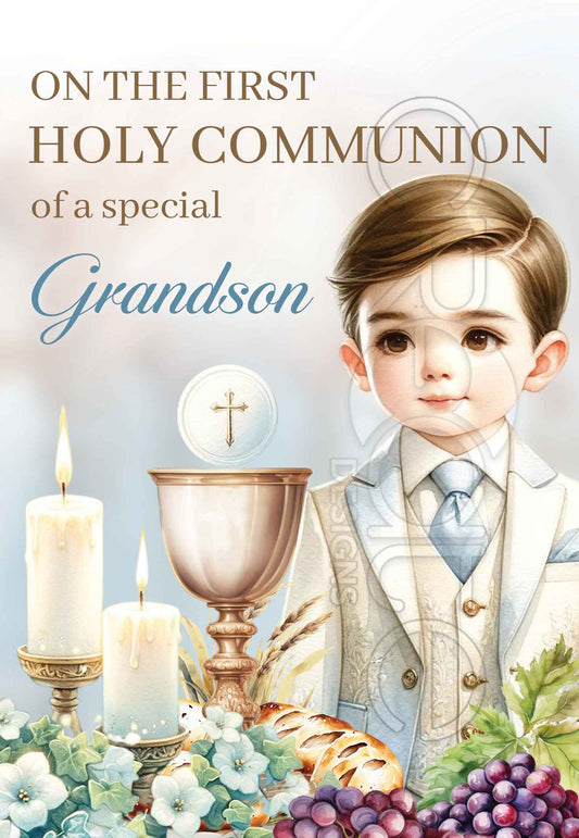 Holy Communion card for Grandson (English)