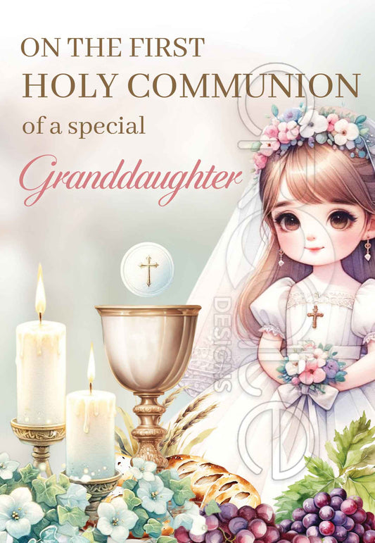 Holy Communion card for Granddaughter (English)